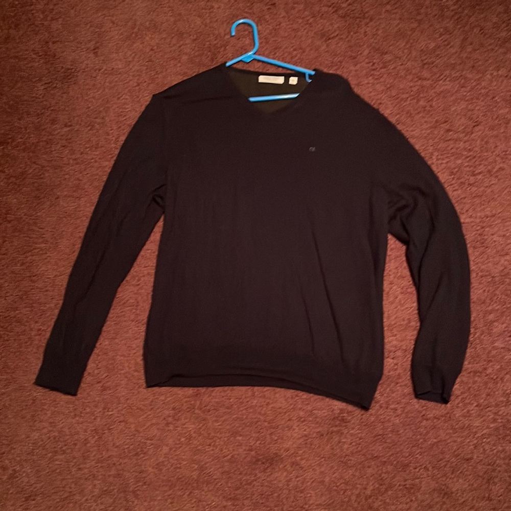 Mens Calvin Klein Italian Merino Wool Sweater Large Black
